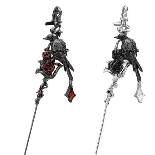 Nyxmere™ Crow & Rose Earrings